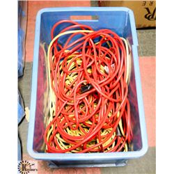 TOTE OF ASSORTED EXTENSION CORDS