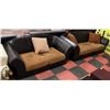 Image 1 : LEATHERETTE AND FABRIC 74" LOVE SEAT &  90" SOFA