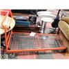 Image 1 : ORANGE CART ON CASTORS, 5FT LONG 34 INCH WIDE,