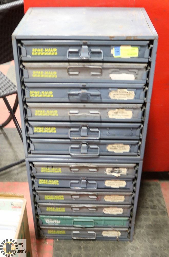 LOT OF 12 FASTENER BOXES IN CABINETS