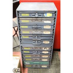 LOT OF 12 FASTENER BOXES IN CABINETS