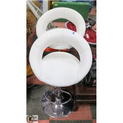 TWO WHITE BAR STOOLS.