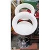 Image 1 : TWO WHITE BAR STOOLS.