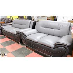 NEW GREY AND BLACK LEATHERETTE 76" SOFA WITH 58"