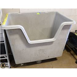 GARBAGE BIN ON CASTORS, RUBBER BIN, GREY, LARGE