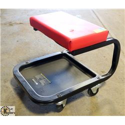 SHOP STOOL ON WHEELS-RED AND BLACK