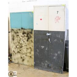 LOT OF 2 TALL METAL 2 DOOR LOCKABLE CABINETS