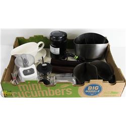BOX W/KITCHEN ITEMS INCL. CUISINART