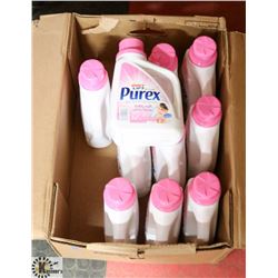 BOX W/ 11 - 1.47L BOTTLES PUREX BABY SOFT LAUNDRY