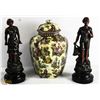 Image 1 : BOX OF VINTAGE JAR WITH 2 STATUES.