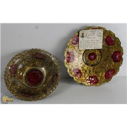 BOX OF GOOFAS GLASS BOWL AND PLATE.