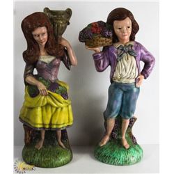 PAIR OF GARDEN FIGURES, 16" TALL