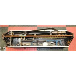 VINTAGE WOODEN TOOLBOX W/ ANTIQUE TOOLS