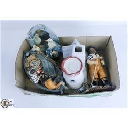 BOX W/ ATLANTIC FISHERMEN FIGURINES INCL CLOCK