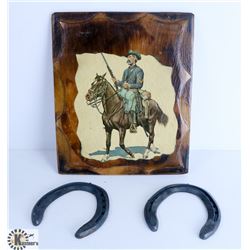 VINTAGE COWBOY PICTURES AND HORSE SHOES