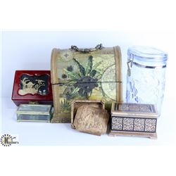 LOT OF DECOR STORAGE ITEMS