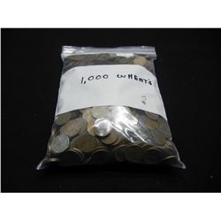 (1000) Wheat Cents in Bag Many Steel Cents Noted