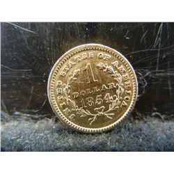1854 $1.00 Gold CH BU