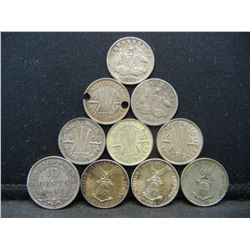 (10) Foreign Silver Coins one Damaged