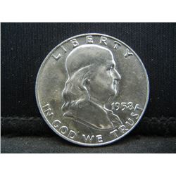 1958 D Franklin Half Dollar CH BU