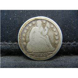 1853 Arrows Seated Dime
