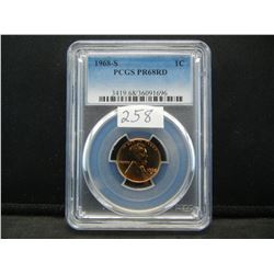 1968 S Lincoln Cent PCGS PR68 RD