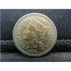 1874 Three Cent Nickel Strong Details