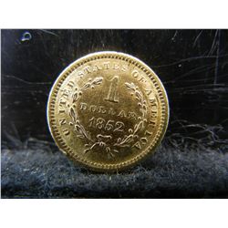 1852 $1.00 Gold Liberty BU Scarce