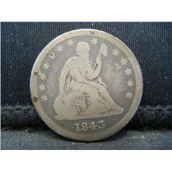 1843 Seated Quarter F Early Date