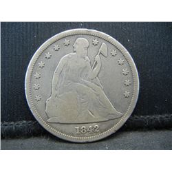 1842 Seated Dollar F