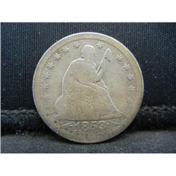 1853 O Arrows Seated Quarter F++