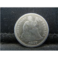 1877 CC Seated Dime VF Semi Key Date