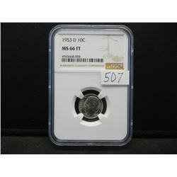 1953-D NGC MS66 FT United States Roosevelt Silver Dime