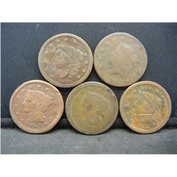 5 - United States Cull Large Cents - Readable Dates