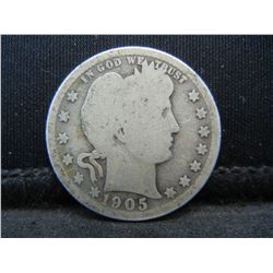 1905 United States Barber Silver Quarter