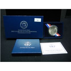 2002 United States Military Academy Uncirculated Silver Dollar in Original Packaging