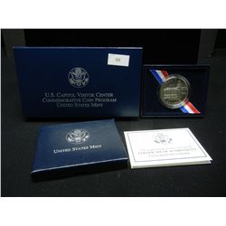 2001 United States Capitol Visitor Center Uncirculated Silver Dollar in Original Packaging