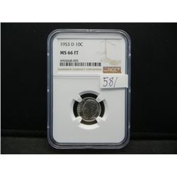 1953-D NGC MS66 FT United States Roosevelt Silver Dime