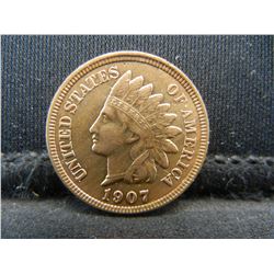 1907 RED BU INDIAN, (RIBBON, DIAMONDS, BEADS, FULL LIBERTY, DETAILED FEATHERS, ETC)