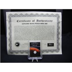 (MARS ROCK), MARTIAN METEORITE NWA 998, CERTIFICATE OF AUTHENTICITY (COA)