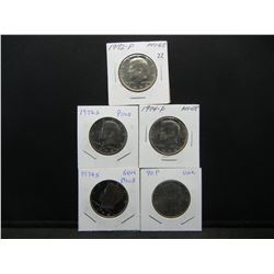 (5) CLAD Kennedy Half Dollars