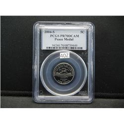 2004 S Jefferson Nickel, PCGS PR70DCAM Peace Medal