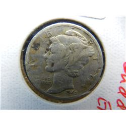 1942 Mercury Dime Large Cud on Obverse Neat Error!