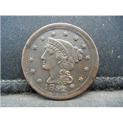 1852 Large Cent AU Struck Off Center Neat Mint Error