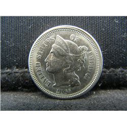 1865 Three Cent Nickel GEM BU Scarce!