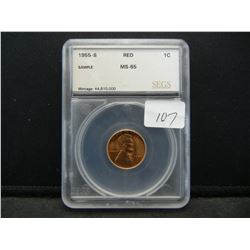 1955 S Lincoln Cent SEGS MS65 RED Sample