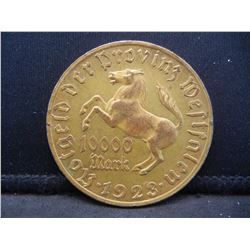 1923 Germany Weimar West Phalia 10000 Mark AU Scarce!!