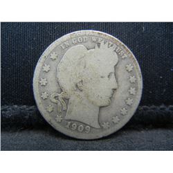 1909 O Barber Quarter Good Key date