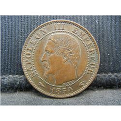 1854 A 5 centimes France Napoleon III AU!!