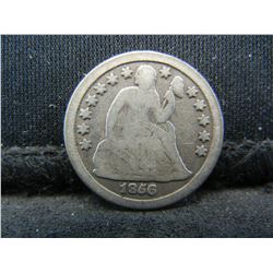 1856 O Seated Dime Repunched Date Neat